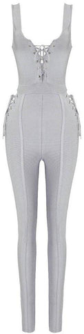 Lace-Up Stretch Jumpsuit