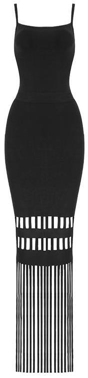 Black Cut-Out Bandage Dress with Tassels