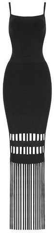 Black Cut-Out Bandage Dress with Tassels