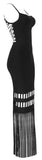 Black Cut-Out Bandage Dress with Tassels