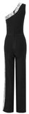 Black One-Strap Sequin-Embellished Jumpsuit