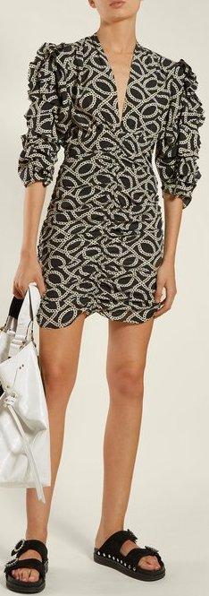 'Andor' Cog-Print Crepe Mini Dress | DESIGNER INSPIRED FASHIONS