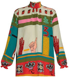 'Counting Three' Printed Blouse