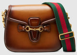 Lady Web Medium Leather Shoulder Bag - Brown - DESIGNER INSPIRED FASHIONS