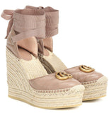 Leather Platform Espadrilles, Pink/Nude | DESIGNER INSPIRED FASHIONS