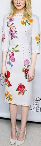 Studded Floral Print Dress