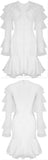 Ruffled Mesh-Paneled Bandage Dress, White