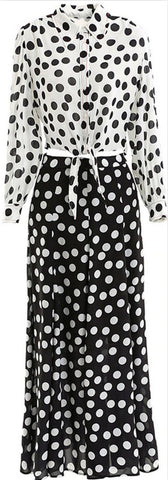 Polka Dot Printed Tie-Waist Shirt and Maxi Skirt Set