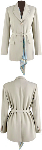 Scarf Inserted Single-Breasted Blazer