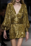 Gold Wrap Metallic Mini Dress