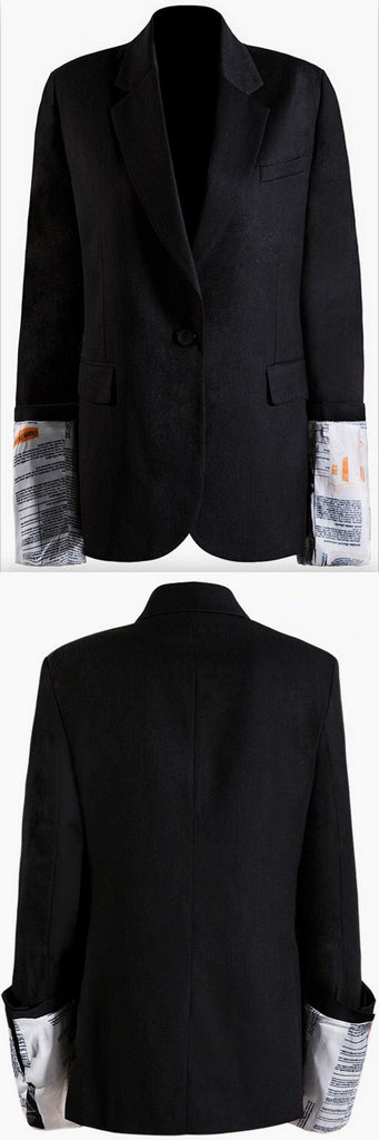 Book Print Sleeves Blazer