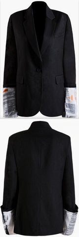 Book Print Sleeves Blazer
