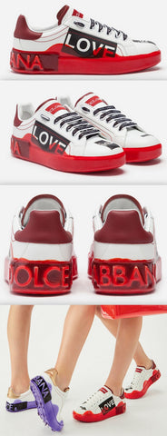 Portofino Melt Sneakers in Printed Nappa Calfskin - Red or Purple