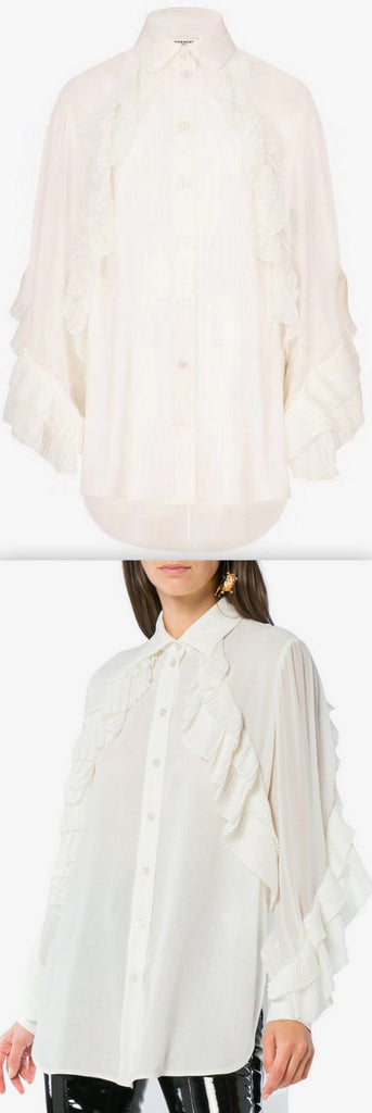 Shirt with Ruffles, White