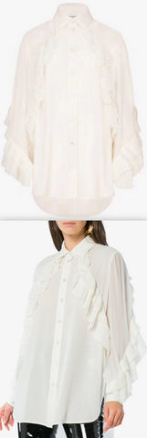 Shirt with Ruffles, White