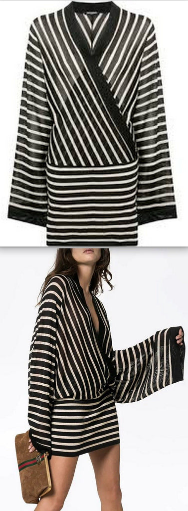 Striped V-Neck Mini Dress