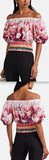 Floral Cotton Off-The-Shoulder Crop Top | DESIGNER INSPIRED FASHIONS