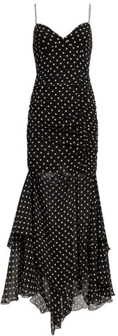 Polka Dot Ruched Maxi Dress