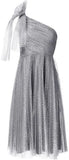 One-Shoulder Tulle Dress, Grey