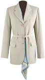 Scarf Inserted Single-Breasted Blazer