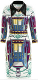 Printed Embellished-Collar Mini Dress