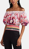 Floral Cotton Off-The-Shoulder Crop Top | DESIGNER INSPIRED FASHIONS