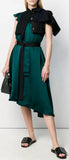 Tuxedo Bib Asymmetric Dress, Green
