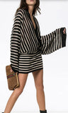 Striped V-Neck Mini Dress