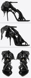 'Dallas' Bandana Sandals in Leather and Suede, Black