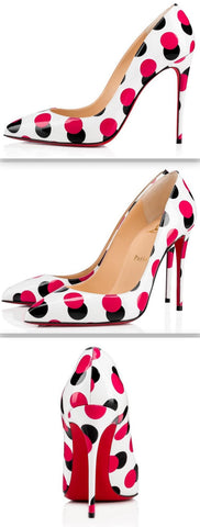 'Pigalle Follies' Patent Polkadots 100 mm Pumps | DESIGNER INSPIRED FASHIONS