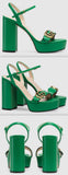 Platform Sandal with Double G, Green