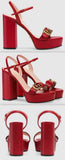 Platform Sandal with Double G, Red | DESIGNER INSPIRED FASHIONS