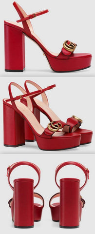 Platform Sandal with Double G, Red | DESIGNER INSPIRED FASHIONS