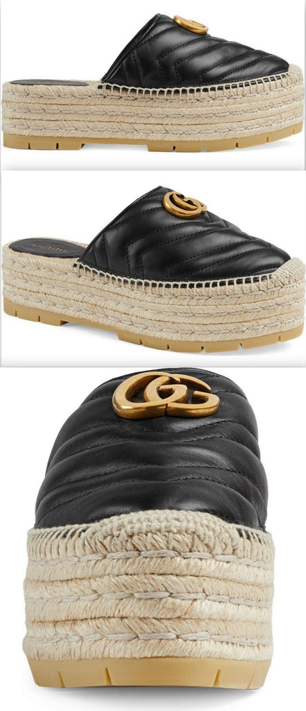 Pilar Platform Espadrille Mules, Black