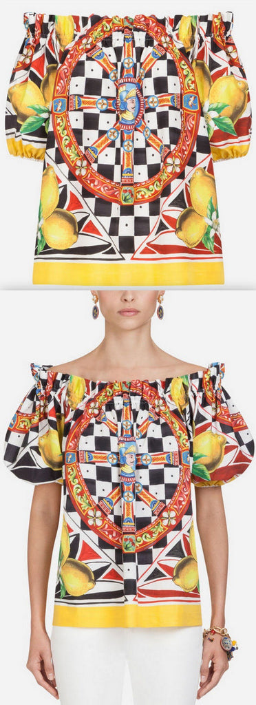 Sicilian Carretto Off-Shoulder Top