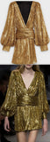 Gold Wrap Metallic Mini Dress