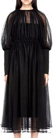Black Tulle Pleated Dress | DESIGNER INSPIRED FASHIONS