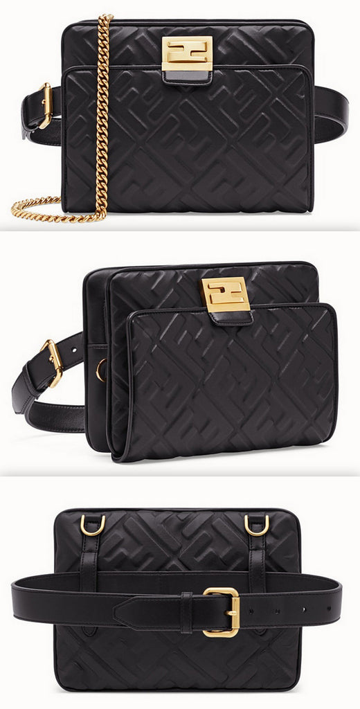 Upside Down Leather Bag, Black