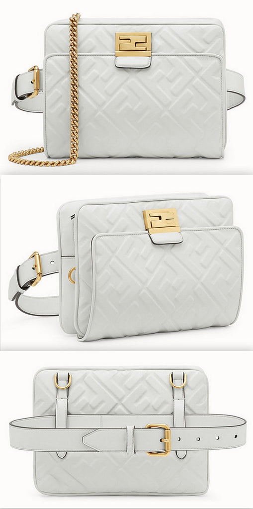 Upside Down Leather Bag, White