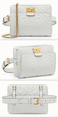 Upside Down Leather Bag, White