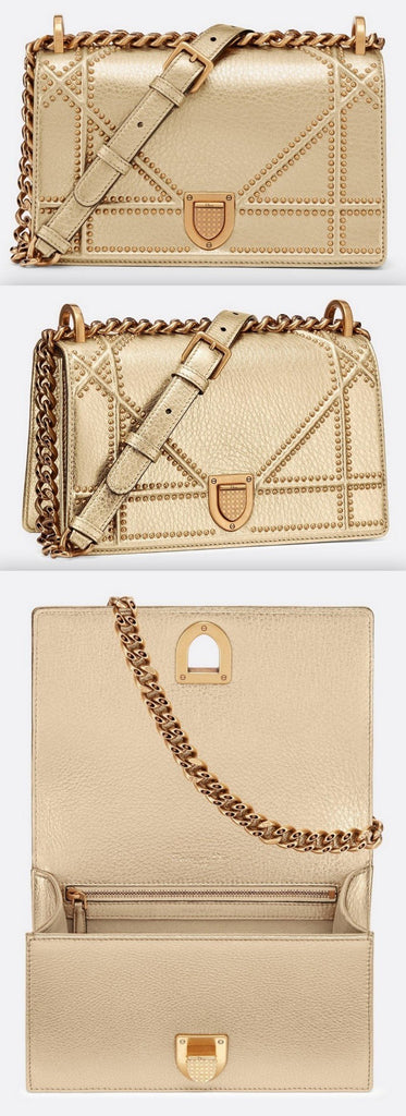 Light Gold Studded Small Diorama Bag