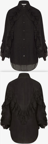 Shirt with Ruffles, Black
