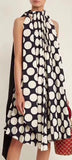 Polka-Dot Print Pleated Dress