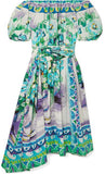 Off-the-Shoulder Shirred Printed Cotton-Poplin Dress