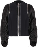 Black Jacket with Zip Sleeves & Black Shorts with Rib Insert & Studded Hem Set - DESIGNER INSPIRED FASHIONS