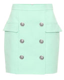 Double-Breasted Jacket and Skirt Set, Mint Green