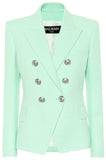 Double-Breasted Jacket and Skirt Set, Mint Green