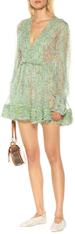 'Valda' Floral Silk Mini Dress