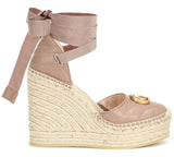 Leather Platform Espadrilles, Pink/Nude | DESIGNER INSPIRED FASHIONS