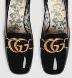 Patent Mid Heel Pumps with Double G - Black or Red